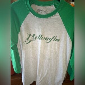 Yellowfin Gear Green and Gray Baseball Style Shirt Size S
